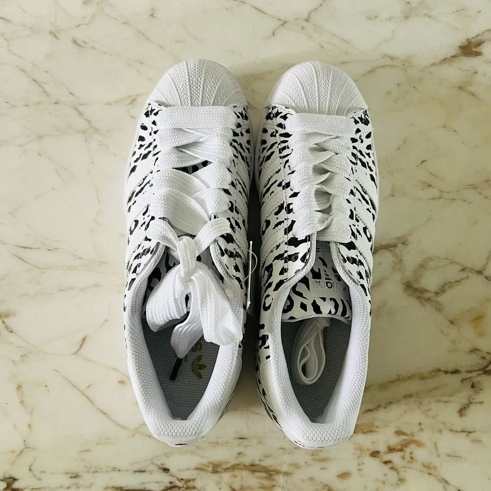 ADIDAS Originals Superstar Cheetah Print Sneakers Cloud White / Core Black- US 8